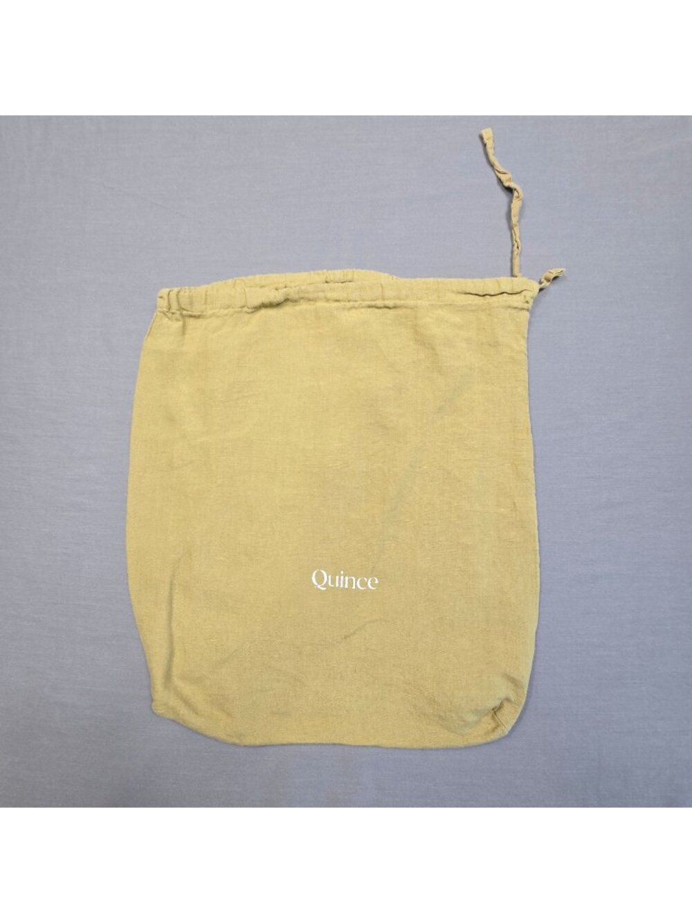 Quince Drawstring Travel Bag Beige Natural Linen 16X17 Lightweight Eco-Friendly